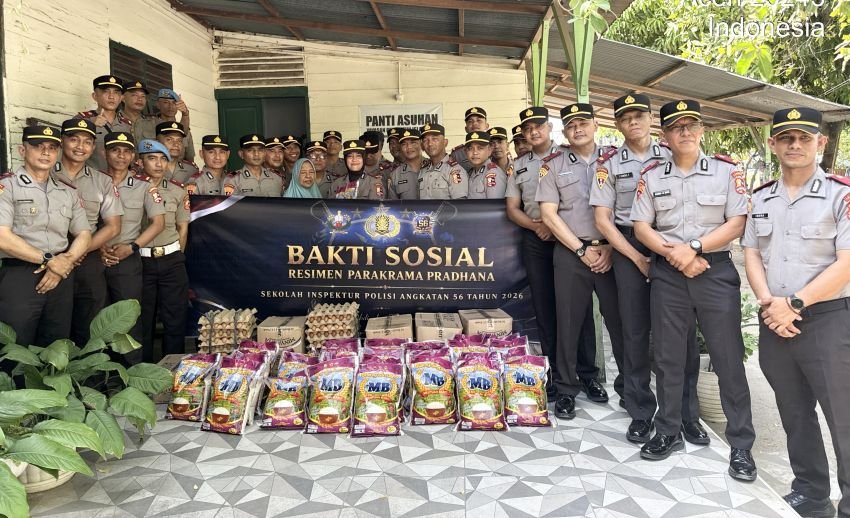 Siswa SIP Angkatan 56 Resimen Parakrama Pradhana asal pengiriman Polda Aceh menggelar kegiatan bakti sosial di Yayasan Penyantun Islam, Kota Banda Aceh, Kamis, 30 Juli 2026. (Foto: Ist)