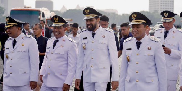 Gubernur Aceh Muzakir Manaf dan Wakil Gubernur Aceh, Fadhlullah, SE, saat persiapan menghadiri prosesi pelantikan para Kepala Daerah Terpilih pada Pilkada serentak tahun 2024 di Istana Kepresidenan, Jakarta, Kamis (20/2/2025).