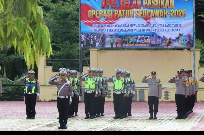 Polres Aceh Besar Gelar Apel Pasukan Operasi Patuh Seulawah 2026